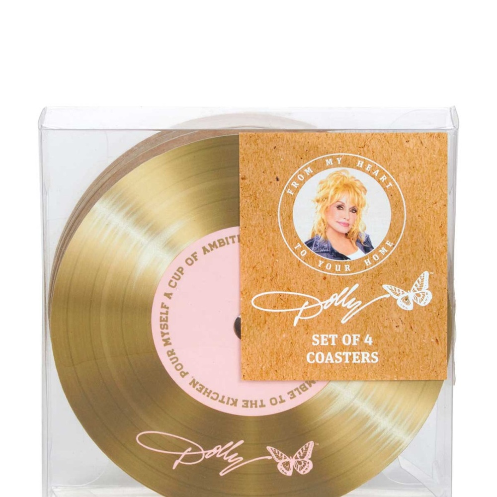New Dolly Parton Round Gold Coasters 4Ct - Picture 4 of 4